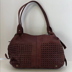 Elegant Burgundy Woven Women's Bag